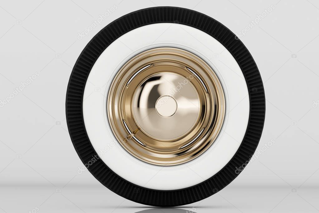 Wheel Nickel plated retro. 3D render