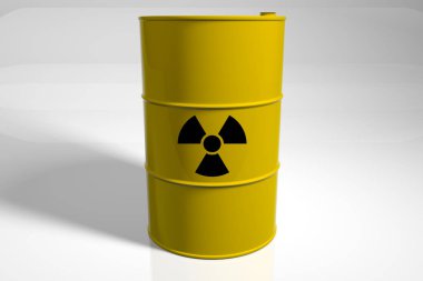 İle radyoaktif atık varil. 3D render.
