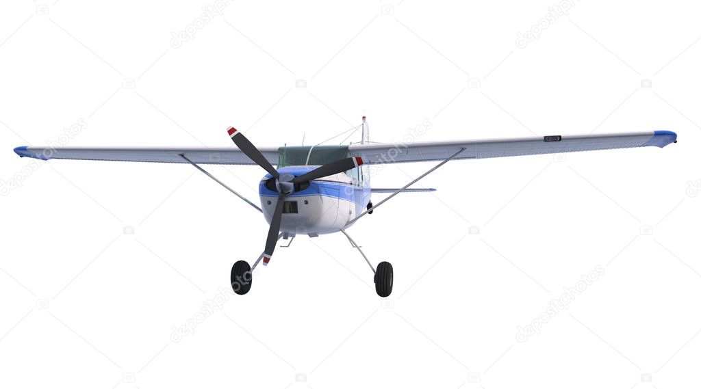 Light aircraft isolated on white background. 3D render.