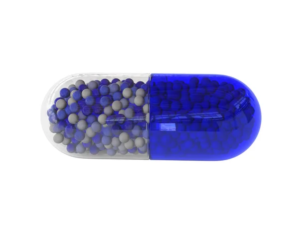 Comprimido azul isolado sobre fundo branco — Fotografia de Stock