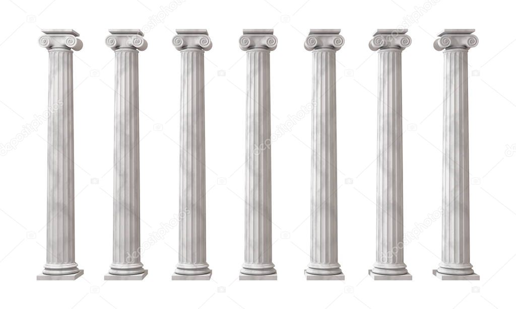 Greek columns isolated 3D