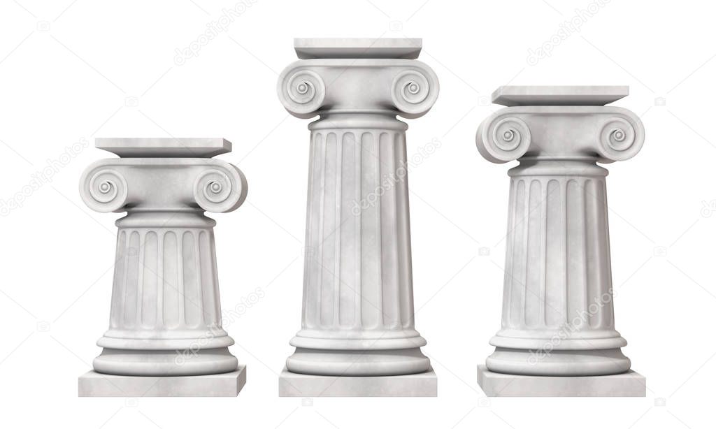 Greek columns isolated 3D