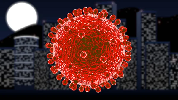 Rendering 3D del virus coronavirus 2019-nCoV dei batteri — Foto Stock