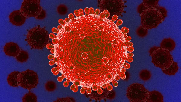 Vírus da bactéria coronavirus 2019-nCoV 3D render — Fotografia de Stock