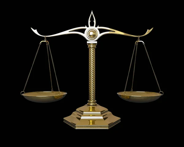 Balanças de ouro da justiça. Renderização 3D — Fotografia de Stock