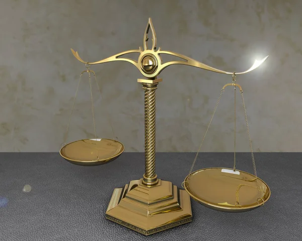 Balance d'or de la justice. rendu 3D — Photo