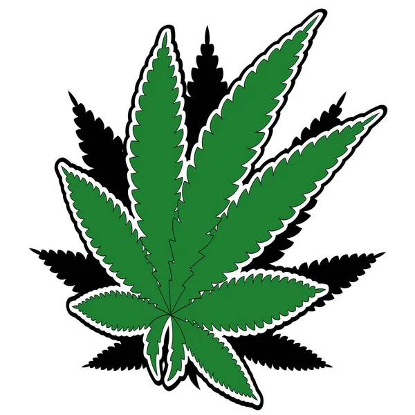 Vektorillustration Von Blättern Von Marihuana Hanf Isoliert — Stockvektor