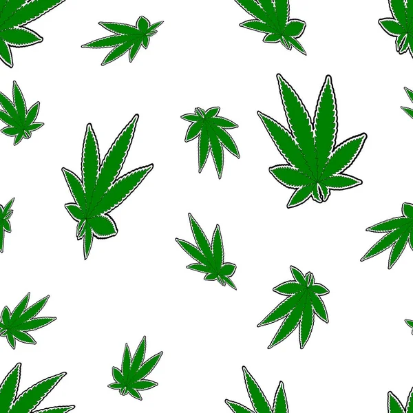 Vektorové Ilustrace Listů Marihuany Konopí Bezešvé Textury — Stockový vektor