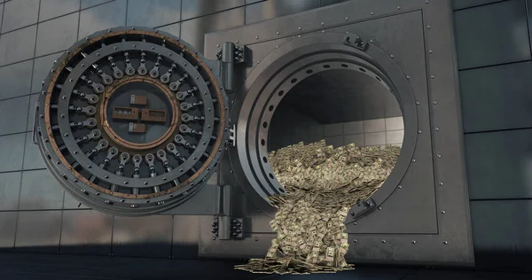 은행 금고 문이 열려 있어. 3D — 스톡 사진