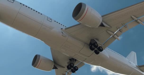 Коммерческий реактивный самолет взлетает. 3D рендеринг — стоковое видео