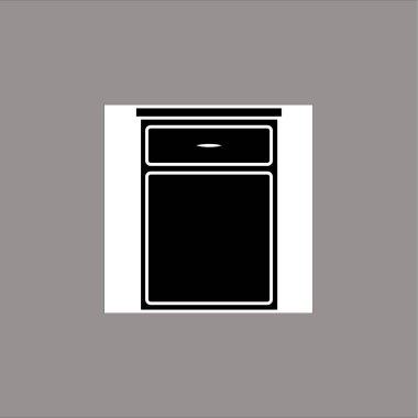 Siyah komodin izole vektör simgesi. Mobilya ve ev konsepti vektör simgelerinden basit bir örnek. Beyaz arka planda düzenlenebilir siyah logo tasarımı. kullanılabilir.