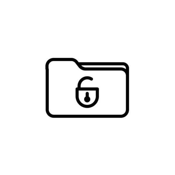 Desbloquear icono de carpeta de la colección de esquema de interfaz de usuario. Icono de carpeta de desbloqueo de línea delgada aislado sobre fondo blanco . — Vector de stock