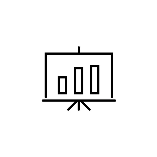 Analytics boord overzicht pictogram. lineaire stijl teken voor mobiele concept en web design. Presentatie van het staafdiagram eenvoudig lijn vector pictogram. Symbool, afbeelding van het logo. Pixel perfect vectorafbeeldingen — Stockvector