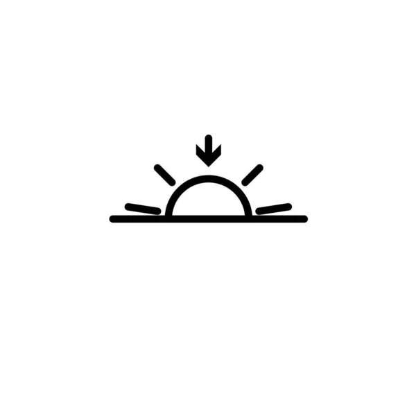 Vektorová ikona západu slunce. Černobílá ilustrace západu slunce. Pevná lineární ikona. — Stockový vektor