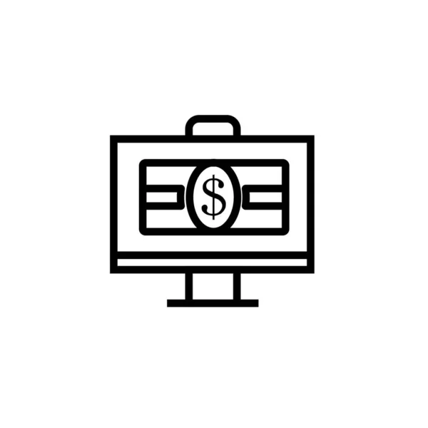 Ekran monitora z ikoną dolara na białym tle — Wektor stockowy