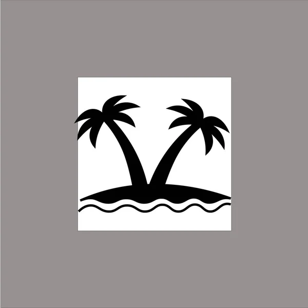 Palmiye ağaçları siluet adada. Vektör çizim