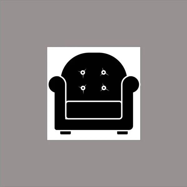 Chaise, canapé isolé plat Web mobile icône / vecteur / signe / symbole / bouton / élément / silhouette — Image vectorielle