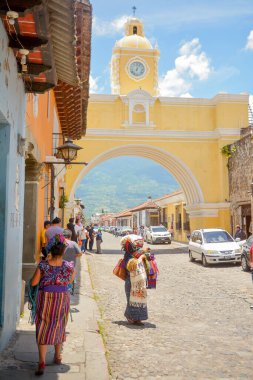 Santa Catalina Antigua Guatemala Kemeri. Sarı, Görünüm, Şehir.