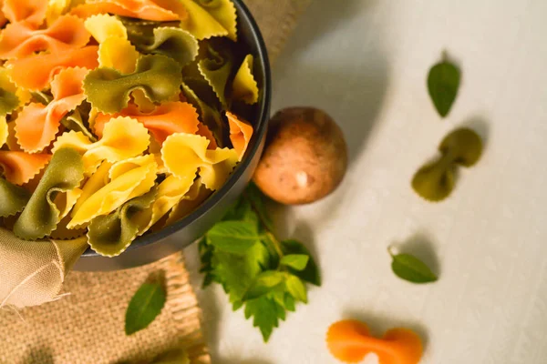 Farfalle Tricolor Organic healthy food. Italian Pasta