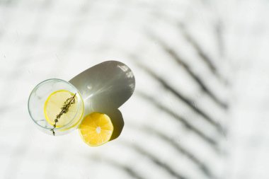 Taze limonata Suyu; yapraklar palmiye ağaçları