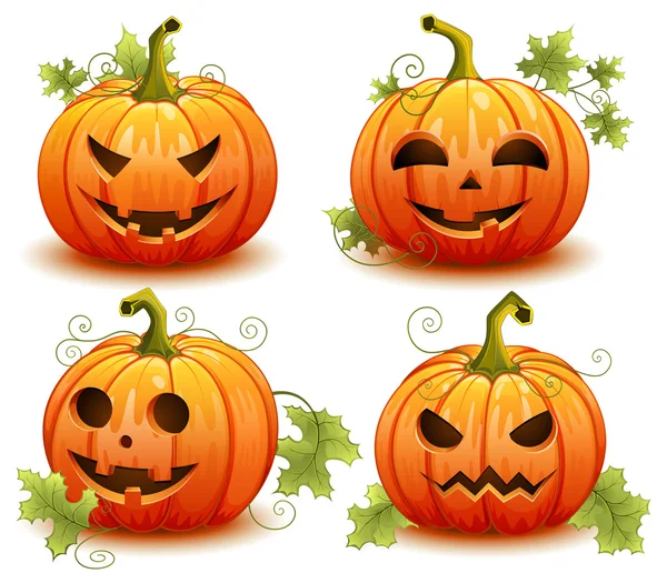 Set di zucche per Halloween su sfondo bianco illustrazione vettoriale — Vettoriale Stock