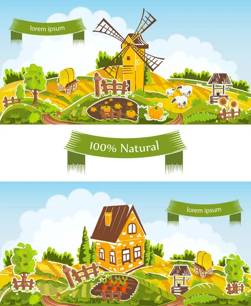 Rurale landschappen vector illustratie — Stockvector