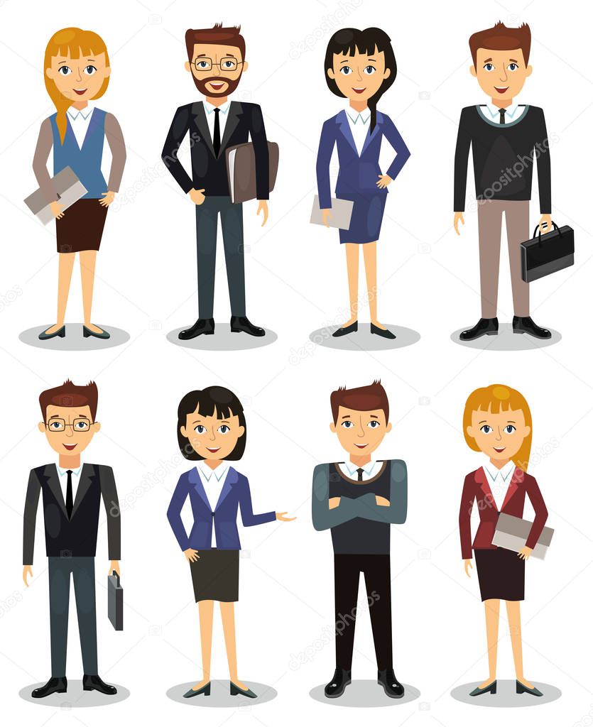  Business people, group of office workers vector