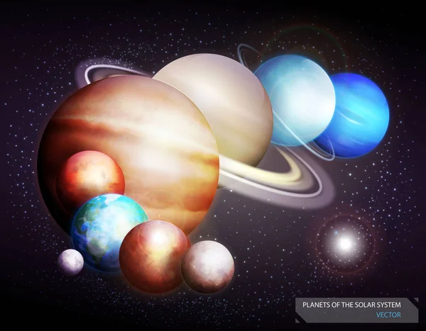 Planetas do sistema solar. Ilustração vetorial — Vetor de Stock