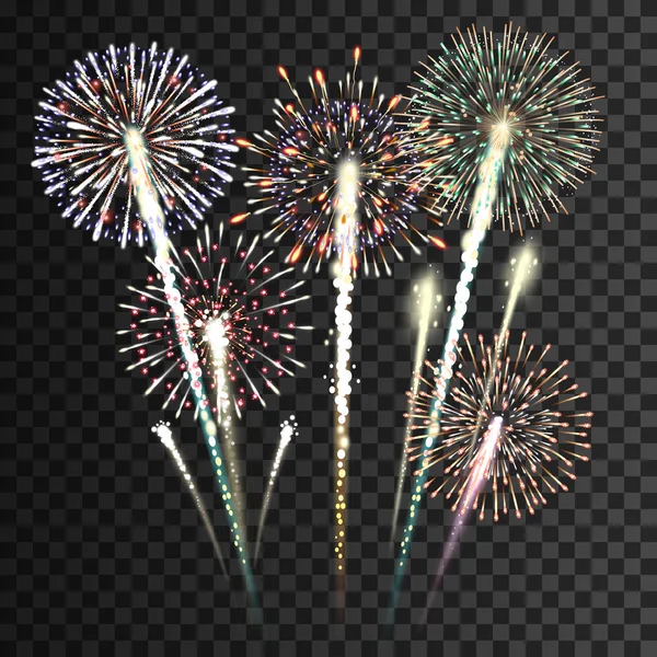 Conjunto Fuegos Artificiales Vectoriales Aislados — Vector de stock