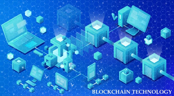 Blockchain Teknoloji Vektör Çizim — Stok Vektör