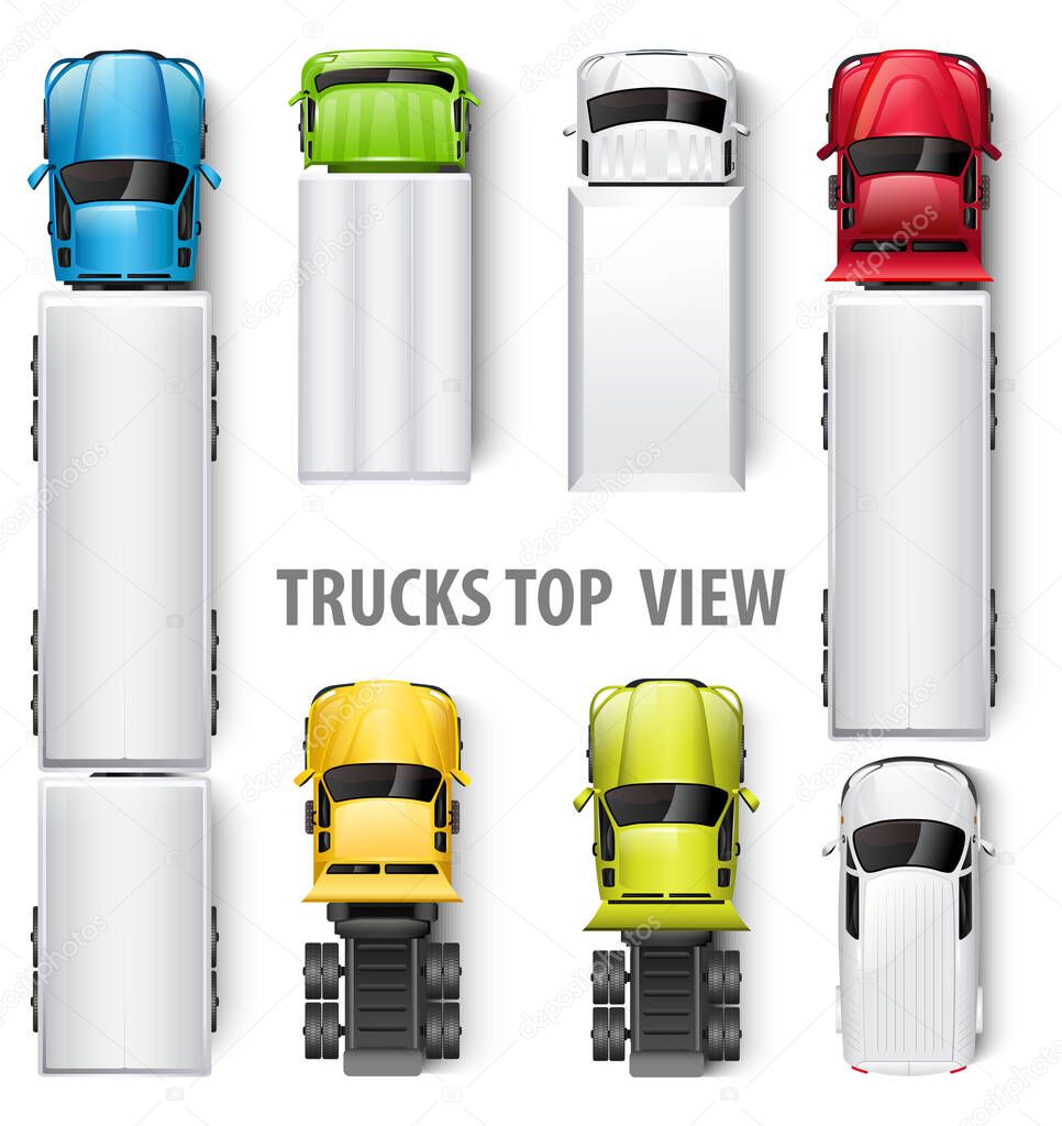 Trucks top view. Vector illustration