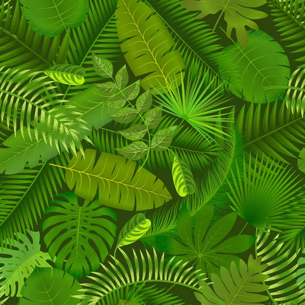 Design Padrão Tropical Sem Costura Elegante Com Plantas Verdes Brilhantes — Vetor de Stock