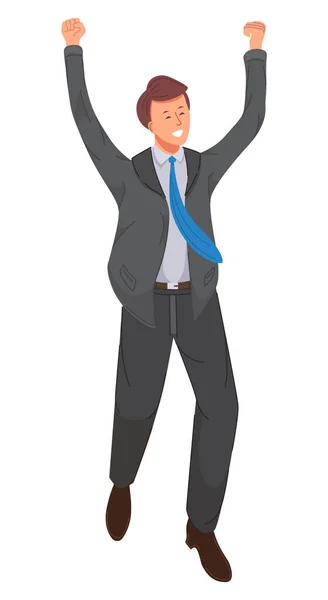 Vector Illustration Happy Businessman Jumping — Stock Vector