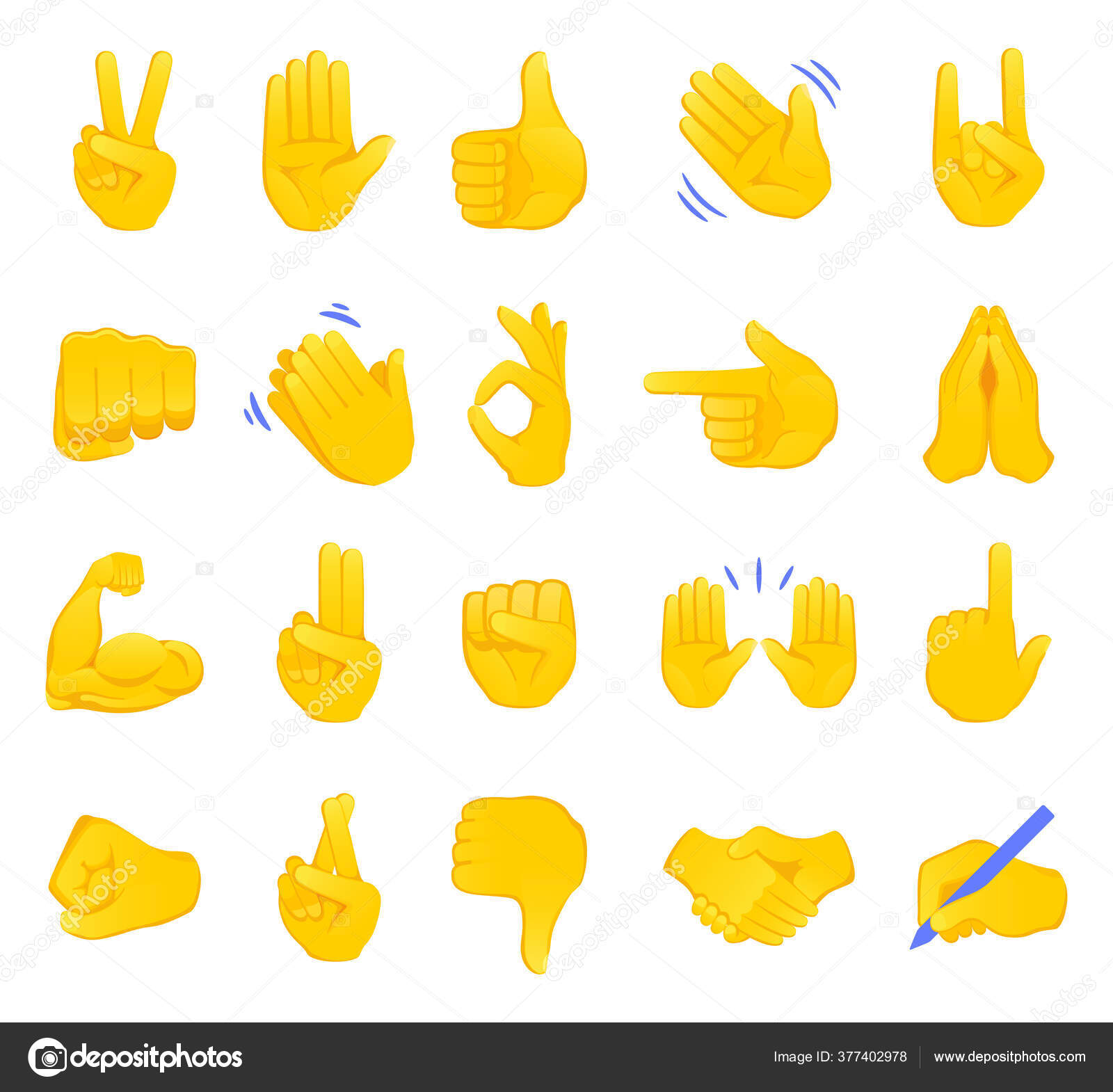 Hand Gesture Emojis Icons Collection Handshake Biceps Applause