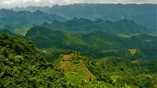 Paesaggio Del Vietnam Del Nord Montagne Campi Riso — Foto Stock