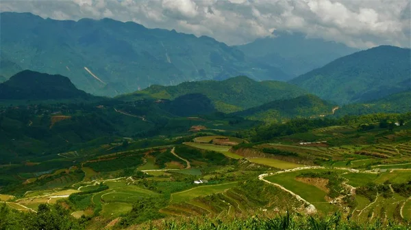 Paesaggio Del Vietnam Del Nord Montagne Campi Riso — Foto Stock