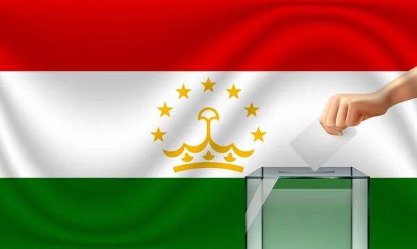 Vote Tajikistan Election Voting Box Flag Vector Illustration — Stock Vector