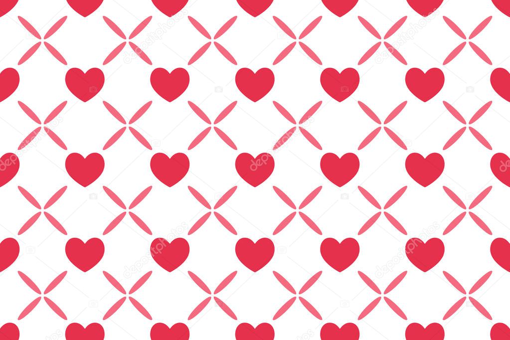 Vector seamless pattern illustration design on the theme of Valentines Day on February 14th. For printing on paper, wallpaper, covers, textiles, fabrics, for decoration, decoupage, and other.