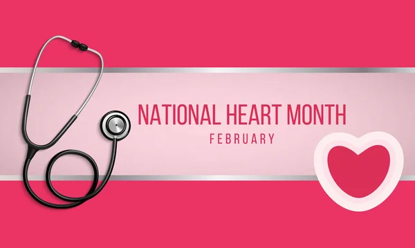 Şubat Ayının Ulusal Kalp Teması Üzerine Vektör Illüstrasyonu — Stok Vektör