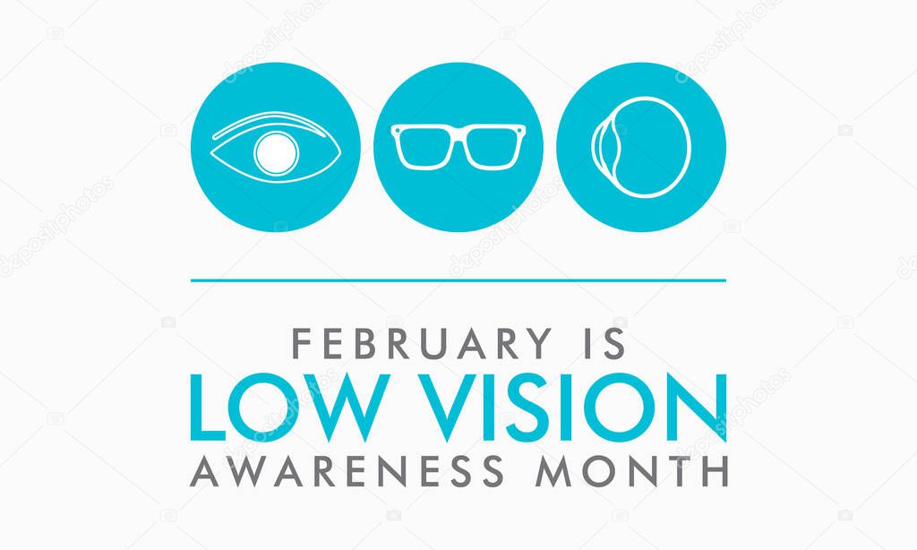 Vector illustration on the theme of AMD / Low Vision Awareness Month of February.