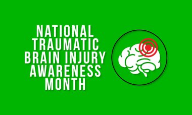 Mart ayının ulusal travmatik beyin hasarı farkındalığı konulu vektör illüstrasyonu.
