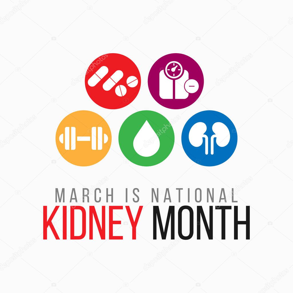 Vector illustration on the theme of National Kidney Month of March.