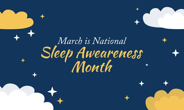 关于3月国家睡眠意识月主题的病媒说明 — 图库矢量图片