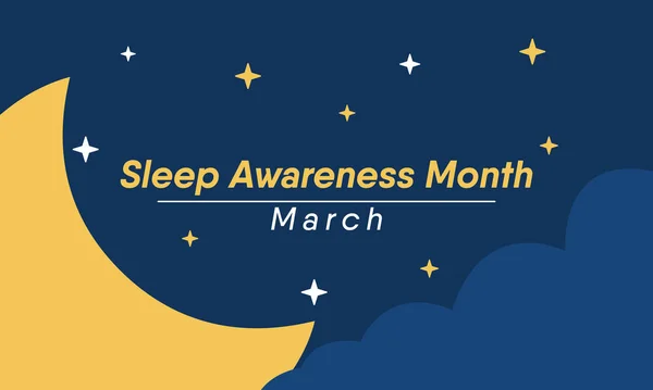 关于3月国家睡眠意识月主题的病媒说明 — 图库矢量图片
