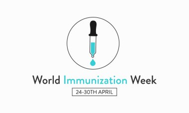 24-30 Nisan tarihleri arasında geçen hafta gözlemlenen Dünya Bağışıklık Haftası konulu vektör illüstrasyonu.