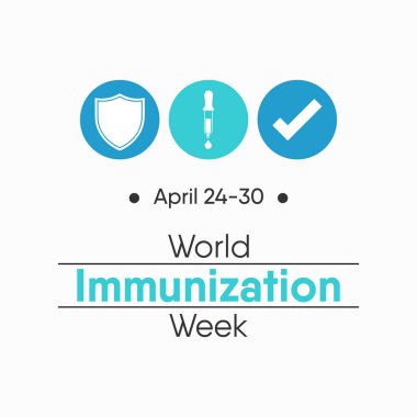 24-30 Nisan tarihleri arasında geçen hafta gözlemlenen Dünya Bağışıklık Haftası konulu vektör illüstrasyonu.