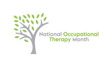 Nisan ayındaki Ulusal Mesleki Terapi teması üzerine vektör illüstrasyonu.