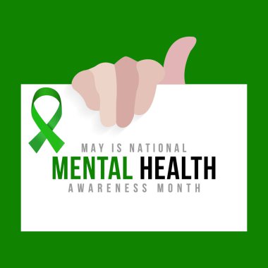 Mayıs ayının Ulusal Ruh Sağlığı Bilinci teması üzerine vektör illüstrasyon.