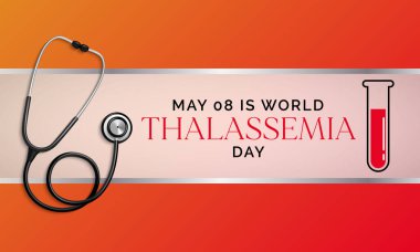 Thalassemia Günü teması üzerine vektör illüstrasyonu her yıl 8 Mayıs 'ta gözlemlenir. Thalassemias düşük hemoglobin üretimiyle karakterize kan bozukluklarıdır.
