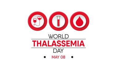 Thalassemia Günü teması üzerine vektör illüstrasyonu her yıl 8 Mayıs 'ta gözlemlenir. Thalassemias düşük hemoglobin üretimiyle karakterize kan bozukluklarıdır.